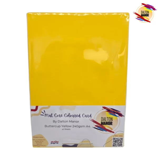 Buttercup Yellow Mat Core Coloured Card A4 240gsm Pack 40 - Image 2