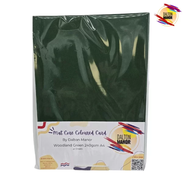 Woodland Green Mat Core Coloured Card A4 240gsm Pack 40 - Image 2
