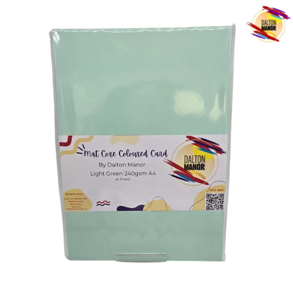 Light Green Mat Core Coloured Card A4 240gsm Pack 40 - Image 2